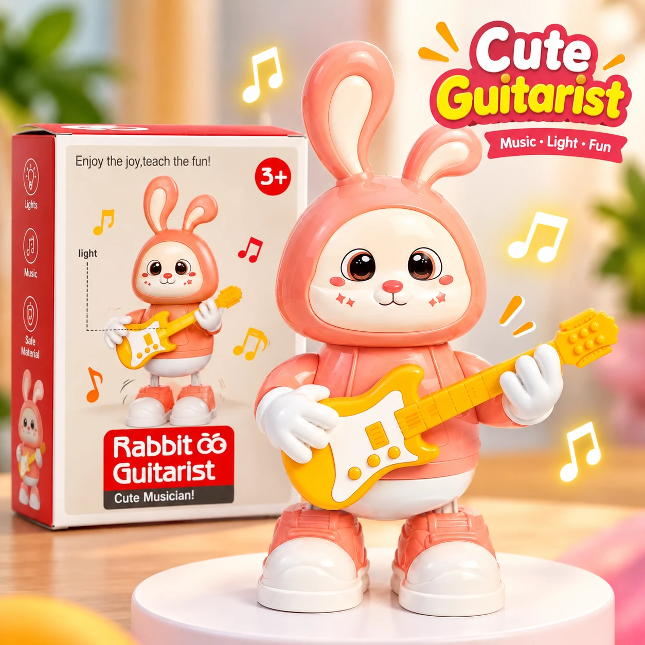 Rabbit Co Guitarist Musical Dancing Toy | 360° Rotating Musical Toy for Kids