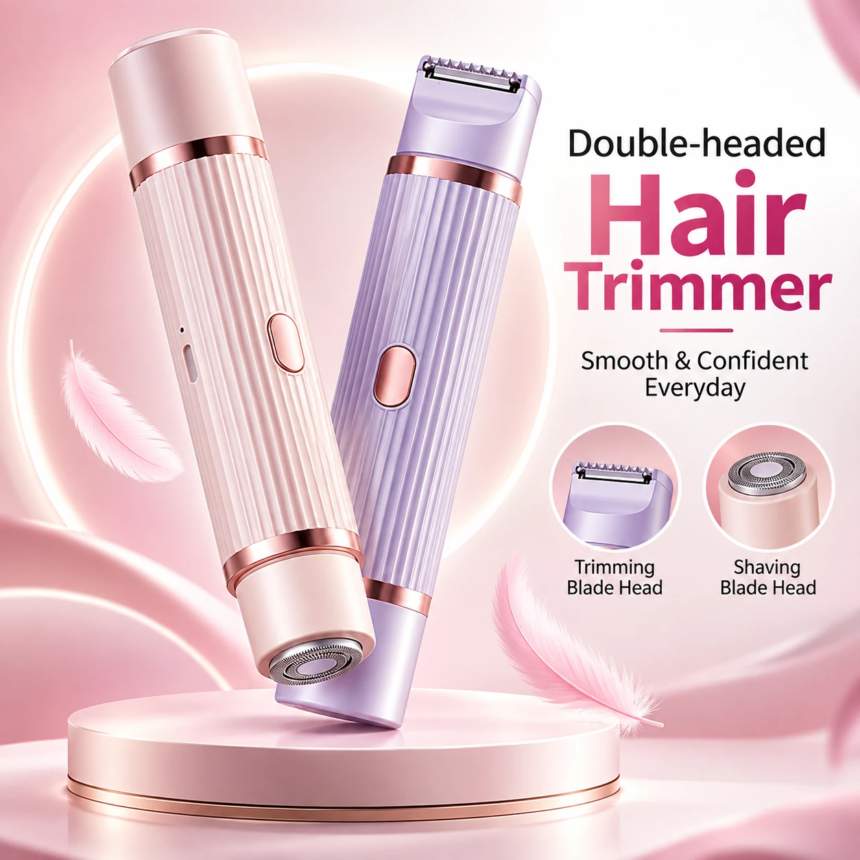 2-in-1 Women's Electric Trimmer & Shaver | Painless Facial Hair Remover BD