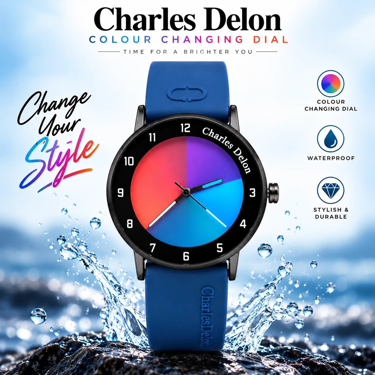 Charles Delon Waterproof Color Changing Watch