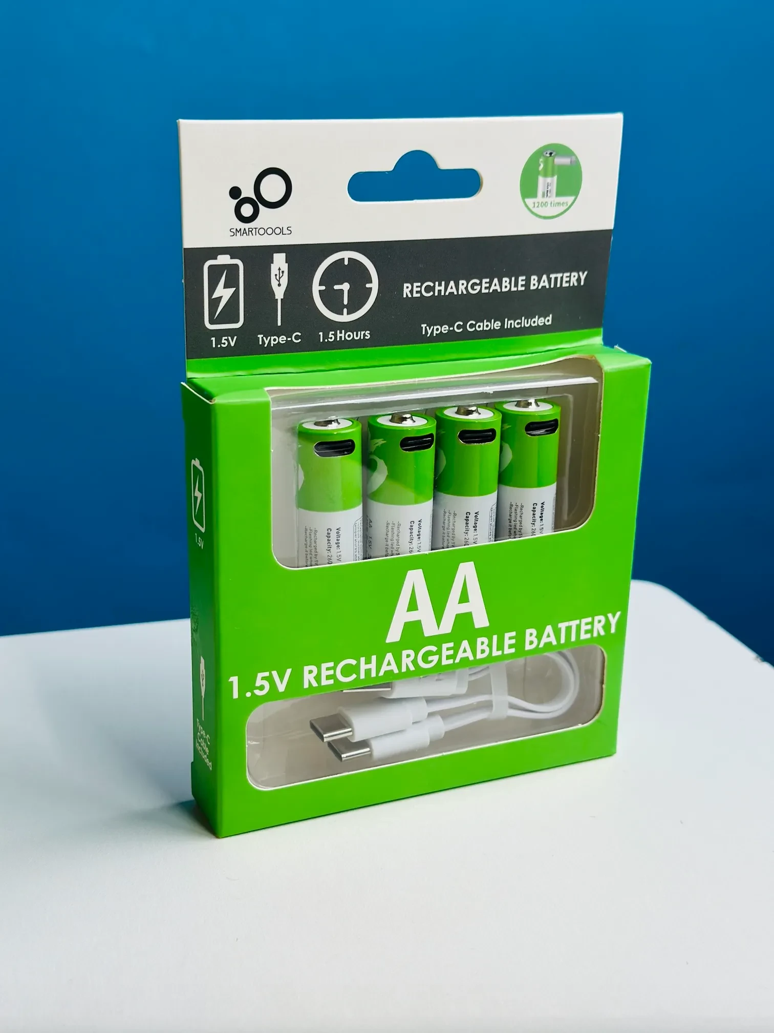 SmarToools RB40 AA 1.5V 2600mWh Type-C Rechargeable Lithium Battery (4 & 2 Pcs Set)
